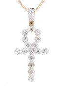 14K Rose Gold Ankh Diamond Pendant & Cuban Chain | 2.85 Carats