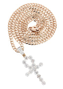 14K Rose Gold Ankh Diamond Pendant & Cuban Chain | 2.85 Carats