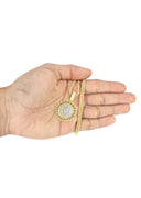 14 Yellow Gold Hamsa Diamond Pendant &  Franco Chain | 0.7 Carats