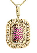 10K Yellow Gold Ruby Diamond Pendant & Franco Chain | 1.43 Carats