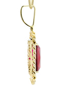 10K Yellow Gold Ruby Diamond Pendant & Franco Chain | 1.43 Carats