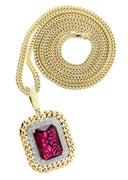 10K Yellow Gold Ruby Diamond Pendant & Franco Chain | 1.43 Carats