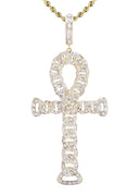 10K Yellow Gold Ankh Diamond Pendant & Rope Chain | 0.79 Carats