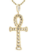 10K Yellow Gold Ankh Diamond Pendant & Rope Chain | 0.79 Carats