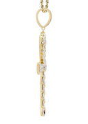 10K Yellow Gold Ankh Diamond Pendant & Rope Chain | 0.79 Carats