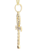 14K Yellow Gold Ankh Diamond Pendant & Cuban Chain | 1.88 Carats
