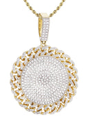 14K Yellow Gold Circle Pendant Diamond Pendant & Rope Chain | 4.17 Carats