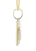 10K Yellow Gold Dog Tag Diamond Pendant & Cuban Chain | 1.61 Carats