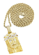 10K Yellow Gold Jesus Head Pendant & Rope Chain | 0.85 Carats
