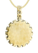 14K Yellow Gold Circle Pendant Diamond Pendant & Cuban Chain | 3.8 Carats