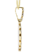 14K Yellow Gold Circle Pendant Diamond Pendant & Cuban Chain | 3.8 Carats