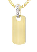 14K Yellow Gold Dog Tag Pendant & Cuban Chain | 1.82 Carats