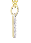 14K Yellow Gold Dog Tag Pendant & Cuban Chain | 1.82 Carats