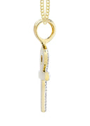 14K Yellow Gold Ankh Diamond Pendant & Cuban Chain | 0.66 Carats