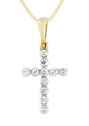 14K Yellow Gold Cross Diamond Pendant & Cuban Chain | 0.5 Carats