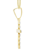 14K Yellow Gold Cross Diamond Pendant & Cuban Chain | 0.5 Carats