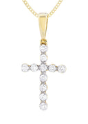 14K Yellow Gold Cross Diamond Pendant & Cuban Chain | 1.49 Carats
