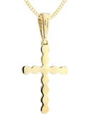 14K Yellow Gold Cross Diamond Pendant & Cuban Chain | 1.49 Carats
