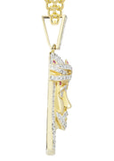 14K Yellow Gold Jesus Head Pendant & Cuban Chain | 1.61 Carats