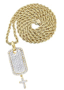 10K Yellow Gold Dog Tag Pendant & Rope Chain | 1.06 Carats