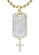 10K Yellow Gold Dog Tag Pendant & Rope Chain | 1.06 Carats