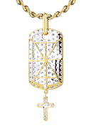 10K Yellow Gold Dog Tag Pendant & Rope Chain | 1.06 Carats