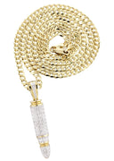 10K Yellow Gold Bullet Pendant & Cuban Chain | 0.95 Carats