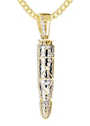 10K Yellow Gold Bullet Pendant & Cuban Chain | 0.95 Carats