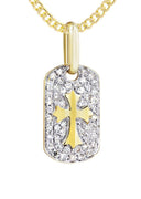 10K Yellow Gold Dog Tag Pendant & Cuban Chain | 0.47 Carats