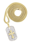 10K Yellow Gold Dog Tag Pendant & Franco Chain | 0.69 Carats