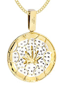 10K Yellow Gold Marijuana Leaf Diamond Pendant & Cuban Chain | 0.88 Carats