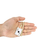 10K Yellow Gold Ace of Spades Pendant & Rope Chain | 0.55 Carats