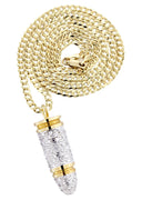 10K Yellow Gold Bullet Pendant & Cuban Chain | 1.03 Carats