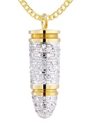 10K Yellow Gold Bullet Pendant & Cuban Chain | 1.03 Carats