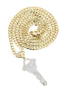 10K Yellow Gold Key Diamond Pendant & Cuban Chain | 1.17 Carats