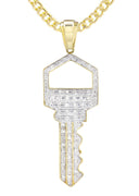 10K Yellow Gold Key Pendant & Cuban Chain | 0.45 Carats