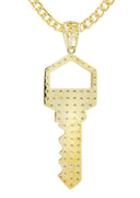 10K Yellow Gold Key Pendant & Cuban Chain | 0.45 Carats