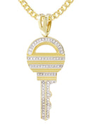 10K Yellow Gold Key Pendant & Cuban Chain | 0.55 Carats