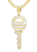 10K Yellow Gold Key Pendant & Cuban Chain | 0.55 Carats