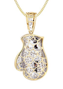 10K Yellow Gold Boxing Glove Diamond Pendant & Cuban Chain | 1.42 Carats