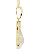 10K Yellow Gold Boxing Glove Diamond Pendant & Cuban Chain | 1.42 Carats