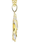 10K Yellow Gold Praying Hands Pendant & Cuban Chain | 0.46 Carats