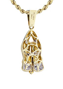 10K Yellow Gold Praying Hands Pendant & Rope Chain | 0.36 Carats