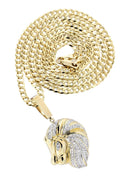 10K Yellow Gold Lion Head Diamond Pendant & Cuban Chain | 0.84 Carats