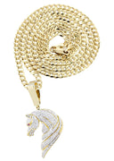 10K Yellow Gold Horse Pendant & Cuban Chain | 1.07 Carats