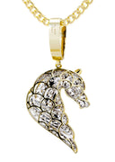 10K Yellow Gold Horse Pendant & Cuban Chain | 1.07 Carats