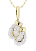 10K Yellow Gold Boxing Glove Diamond Pendant & Cuban Chain | 1.47 Carats