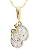 10K Yellow Gold Boxing Glove Diamond Pendant & Cuban Chain | 1.47 Carats
