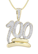 10K Yellow Gold 100 Diamond Pendant & Cuban Chain | 1.14 Carats