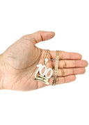10K Yellow Gold 100 Diamond Pendant & Cuban Chain | 1.14 Carats